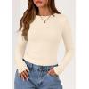 imagePRETTYGARDEN Long Sleeve Shirts for Women 2025 Fall Clothes Cute Going Out Tops Ribbed Tight Fitted Plain Basic Tee TshirtsBeige