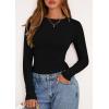 imagePRETTYGARDEN Long Sleeve Shirts for Women 2025 Fall Clothes Cute Going Out Tops Ribbed Tight Fitted Plain Basic Tee TshirtsBlack