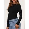 imagePRETTYGARDEN Long Sleeve Shirts for Women 2025 Fall Clothes Cute Going Out Tops Ribbed Tight Fitted Plain Basic Tee TshirtsBlack