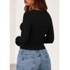 imagePRETTYGARDEN Long Sleeve Shirts for Women 2025 Fall Clothes Cute Going Out Tops Ribbed Tight Fitted Plain Basic Tee TshirtsBlack