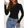 imagePRETTYGARDEN Long Sleeve Shirts for Women 2025 Fall Clothes Cute Going Out Tops Ribbed Tight Fitted Plain Basic Tee TshirtsBlack