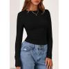 imagePRETTYGARDEN Long Sleeve Shirts for Women 2025 Fall Clothes Cute Going Out Tops Ribbed Tight Fitted Plain Basic Tee TshirtsBlack