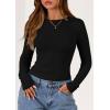 imagePRETTYGARDEN Long Sleeve Shirts for Women 2025 Fall Clothes Cute Going Out Tops Ribbed Tight Fitted Plain Basic Tee TshirtsBlack