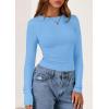 imagePRETTYGARDEN Long Sleeve Shirts for Women 2025 Fall Clothes Cute Going Out Tops Ribbed Tight Fitted Plain Basic Tee TshirtsLight Blue