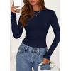 imagePRETTYGARDEN Long Sleeve Shirts for Women 2025 Fall Clothes Cute Going Out Tops Ribbed Tight Fitted Plain Basic Tee TshirtsNavy Blue