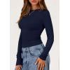 imagePRETTYGARDEN Long Sleeve Shirts for Women 2025 Fall Clothes Cute Going Out Tops Ribbed Tight Fitted Plain Basic Tee TshirtsNavy Blue