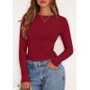 imagePRETTYGARDEN Long Sleeve Shirts for Women 2025 Fall Clothes Cute Going Out Tops Ribbed Tight Fitted Plain Basic Tee TshirtsRed