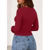 imagePRETTYGARDEN Long Sleeve Shirts for Women 2025 Fall Clothes Cute Going Out Tops Ribbed Tight Fitted Plain Basic Tee TshirtsRed