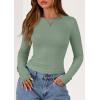 imagePRETTYGARDEN Long Sleeve Shirts for Women 2025 Fall Clothes Cute Going Out Tops Ribbed Tight Fitted Plain Basic Tee TshirtsSage Green