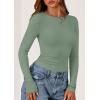 imagePRETTYGARDEN Long Sleeve Shirts for Women 2025 Fall Clothes Cute Going Out Tops Ribbed Tight Fitted Plain Basic Tee TshirtsSage Green