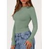 imagePRETTYGARDEN Long Sleeve Shirts for Women 2025 Fall Clothes Cute Going Out Tops Ribbed Tight Fitted Plain Basic Tee TshirtsSage Green