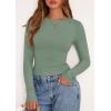 imagePRETTYGARDEN Long Sleeve Shirts for Women 2025 Fall Clothes Cute Going Out Tops Ribbed Tight Fitted Plain Basic Tee TshirtsSage Green