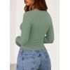 imagePRETTYGARDEN Long Sleeve Shirts for Women 2025 Fall Clothes Cute Going Out Tops Ribbed Tight Fitted Plain Basic Tee TshirtsSage Green