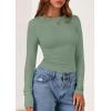 imagePRETTYGARDEN Long Sleeve Shirts for Women 2025 Fall Clothes Cute Going Out Tops Ribbed Tight Fitted Plain Basic Tee TshirtsSage Green