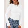 imagePRETTYGARDEN Long Sleeve Shirts for Women 2025 Fall Clothes Cute Going Out Tops Ribbed Tight Fitted Plain Basic Tee TshirtsWhite