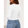 imagePRETTYGARDEN Long Sleeve Shirts for Women 2025 Fall Clothes Cute Going Out Tops Ribbed Tight Fitted Plain Basic Tee TshirtsWhite