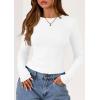 imagePRETTYGARDEN Long Sleeve Shirts for Women 2025 Fall Clothes Cute Going Out Tops Ribbed Tight Fitted Plain Basic Tee TshirtsWhite