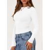 imagePRETTYGARDEN Long Sleeve Shirts for Women 2025 Fall Clothes Cute Going Out Tops Ribbed Tight Fitted Plain Basic Tee TshirtsWhite