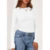 imagePRETTYGARDEN Long Sleeve Shirts for Women 2025 Fall Clothes Cute Going Out Tops Ribbed Tight Fitted Plain Basic Tee TshirtsWhite