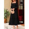 imagePRETTYGARDEN Maxi Dresses for Women 2025 Fall Casual Long Sleeve Smocked A Line Ruffle Flowy Boho Wedding Guest Dress PocketsBlack