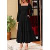 imagePRETTYGARDEN Maxi Dresses for Women 2025 Fall Casual Long Sleeve Smocked A Line Ruffle Flowy Boho Wedding Guest Dress PocketsBlack