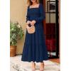 imagePRETTYGARDEN Maxi Dresses for Women 2025 Fall Casual Long Sleeve Smocked A Line Ruffle Flowy Boho Wedding Guest Dress PocketsNavy Blue