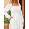 imagePRETTYGARDEN Maxi Dresses for Women 2025 Fall Casual Long Sleeve Smocked A Line Ruffle Flowy Boho Wedding Guest Dress PocketsWhite