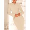 imagePRETTYGARDEN Sweater Dresses for Women 2025 Fall Bell Long Sleeve Crew Neck Bodycon Maxi Dress Winter Ribbed Knit OutfitsBeige