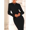 imagePRETTYGARDEN Sweater Dresses for Women 2025 Fall Bell Long Sleeve Crew Neck Bodycon Maxi Dress Winter Ribbed Knit OutfitsBlack