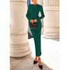 imagePRETTYGARDEN Sweater Dresses for Women 2025 Fall Bell Long Sleeve Crew Neck Bodycon Maxi Dress Winter Ribbed Knit OutfitsGreen