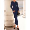 imagePRETTYGARDEN Sweater Dresses for Women 2025 Fall Bell Long Sleeve Crew Neck Bodycon Maxi Dress Winter Ribbed Knit OutfitsNavy Blue