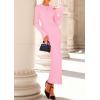 imagePRETTYGARDEN Sweater Dresses for Women 2025 Fall Bell Long Sleeve Crew Neck Bodycon Maxi Dress Winter Ribbed Knit OutfitsPink