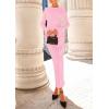imagePRETTYGARDEN Sweater Dresses for Women 2025 Fall Bell Long Sleeve Crew Neck Bodycon Maxi Dress Winter Ribbed Knit OutfitsPink