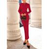 imagePRETTYGARDEN Sweater Dresses for Women 2025 Fall Bell Long Sleeve Crew Neck Bodycon Maxi Dress Winter Ribbed Knit OutfitsRed
