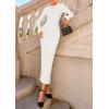 imagePRETTYGARDEN Sweater Dresses for Women 2025 Fall Bell Long Sleeve Crew Neck Bodycon Maxi Dress Winter Ribbed Knit OutfitsWhite