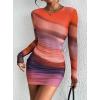 imagePRETTYGARDEN Women Long Sleeve Mini Fall Dress 2025 Tie Dye Print Bodycon Cocktail Party Club Outfits Homecoming DressesMulticolour Print