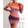 imagePRETTYGARDEN Women Long Sleeve Mini Fall Dress 2025 Tie Dye Print Bodycon Cocktail Party Club Outfits Homecoming DressesMulticolour Print