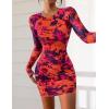 imagePRETTYGARDEN Women Long Sleeve Mini Fall Dress 2025 Tie Dye Print Bodycon Cocktail Party Club Outfits Homecoming DressesPurple Orange