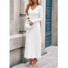imagePRETTYGARDEN Women Sweater Dress Fall Fashion 2025 Long Sleeve V Neck Ribbed Knit Pleated A Line Elegant Maxi Winter DressesWhite
