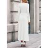 imagePRETTYGARDEN Women Sweater Dress Fall Fashion 2025 Long Sleeve V Neck Ribbed Knit Pleated A Line Elegant Maxi Winter DressesWhite