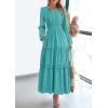 imagePRETTYGARDEN Womens 2025 Elegant Maxi Dresses Long Sleeve V Neck Flowy Pockets Casual Modest Dress Fall Fashion ClothesAqua Green