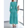 imagePRETTYGARDEN Womens 2025 Elegant Maxi Dresses Long Sleeve V Neck Flowy Pockets Casual Modest Dress Fall Fashion ClothesAqua Green