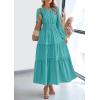 imagePRETTYGARDEN Womens 2025 Elegant Maxi Dresses Long Sleeve V Neck Flowy Pockets Casual Modest Dress Fall Fashion ClothesAqua Green