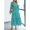 imagePRETTYGARDEN Womens 2025 Elegant Maxi Dresses Long Sleeve V Neck Flowy Pockets Casual Modest Dress Fall Fashion ClothesAqua Green