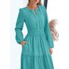 imagePRETTYGARDEN Womens 2025 Elegant Maxi Dresses Long Sleeve V Neck Flowy Pockets Casual Modest Dress Fall Fashion ClothesAqua Green