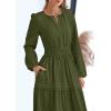 imagePRETTYGARDEN Womens 2025 Elegant Maxi Dresses Long Sleeve V Neck Flowy Pockets Casual Modest Dress Fall Fashion ClothesArmy Green
