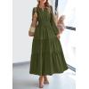 imagePRETTYGARDEN Womens 2025 Elegant Maxi Dresses Long Sleeve V Neck Flowy Pockets Casual Modest Dress Fall Fashion ClothesArmy Green
