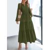 imagePRETTYGARDEN Womens 2025 Elegant Maxi Dresses Long Sleeve V Neck Flowy Pockets Casual Modest Dress Fall Fashion ClothesArmy Green