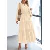 imagePRETTYGARDEN Womens 2025 Elegant Maxi Dresses Long Sleeve V Neck Flowy Pockets Casual Modest Dress Fall Fashion ClothesBeige