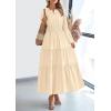 imagePRETTYGARDEN Womens 2025 Elegant Maxi Dresses Long Sleeve V Neck Flowy Pockets Casual Modest Dress Fall Fashion ClothesBeige